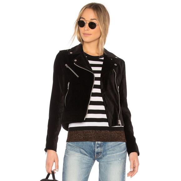 Rag & Bone / Jean Mercer Jacket Black Velvet Motorcycle Biker Zipper Collar S - Picture 13 of 13